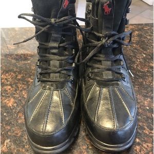 Polo Ralph Lauren Men's Waterproof Delton Duck Leather Black Boots 15360